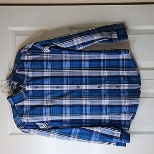 Nautical Boy Blue Green Gray Button Down Long Sleeve Shirt Sz M 10/12